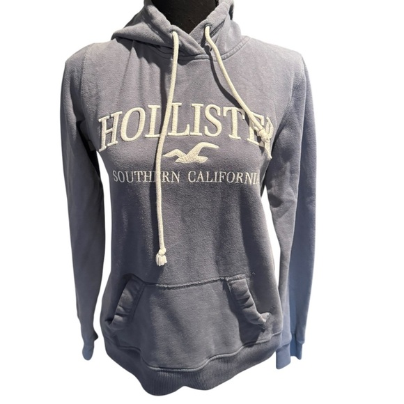 Hollister Pullover Small Blue Hooded Long Sleeve Sweatshirt Womens Y2K 0157 - Picture 1 of 8
